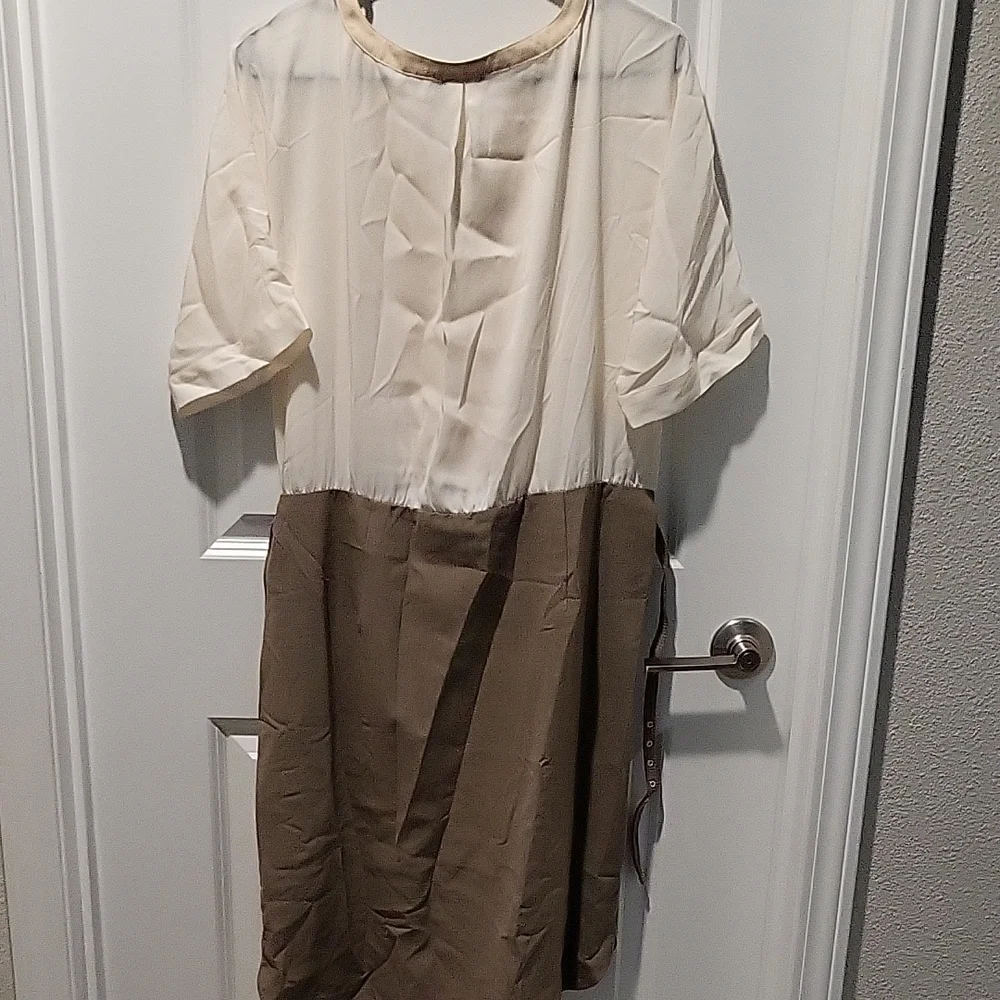 Ann Taylor Cream and Tan Dress - Picture 3 of 4